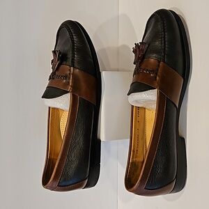 Cole Haan Slip On Vintage Moc Pinch Tassel Pebble 2Tone Brown 12D